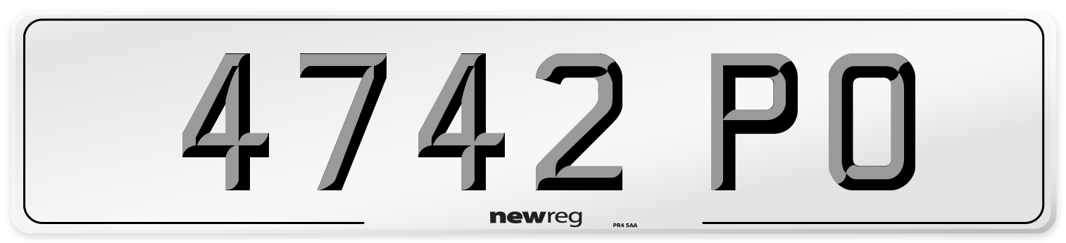 4742 PO Number Plate from New Reg